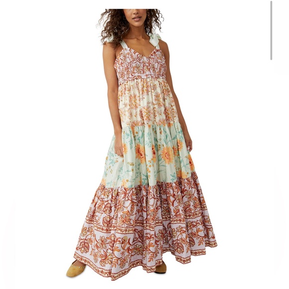 Free People Women's Bluebell Cotton Mixed-Print Tiered Maxi Dress - Picture 4 of 4